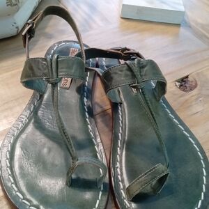 Bernado Icons Size 7 Hand Crafted Green Leather Toe Thong  Slingback San…